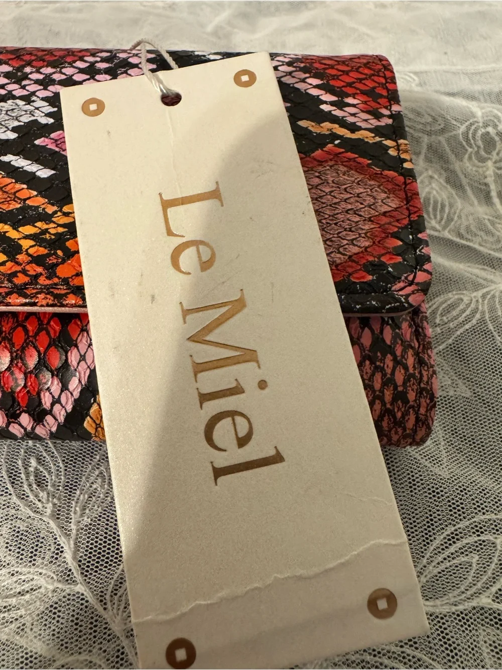 Le Miel Snake-Print Clutch Wallet in Multicolor